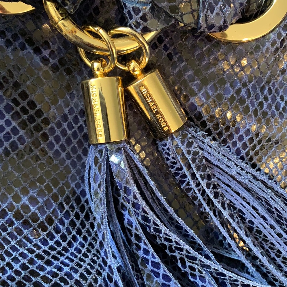 Michael Kors Python-Embossed Leather Tassel Hobo - Picture 12 of 13
